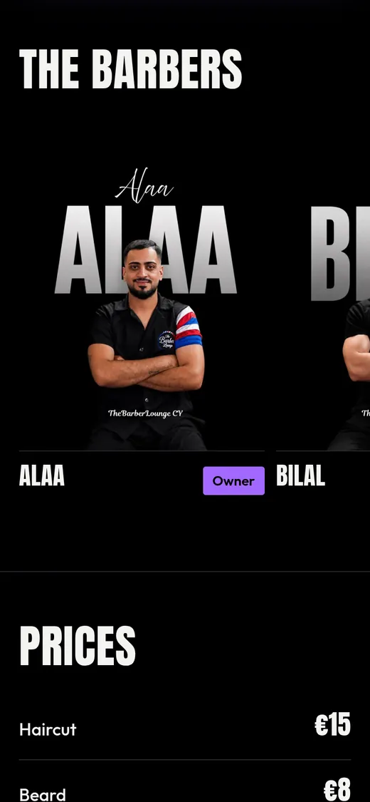 On a phone, the barbers swipe sideways.
