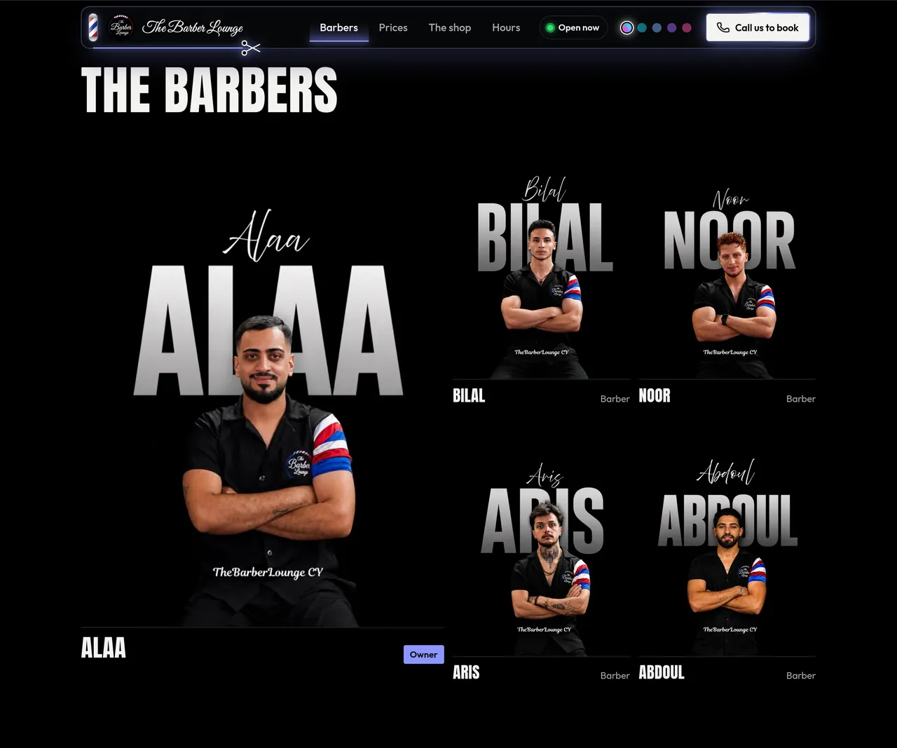 The barbers, with the owner first.