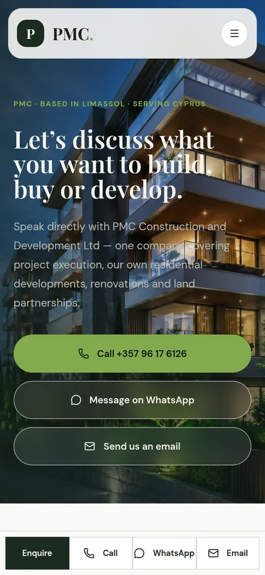 The contact page on a phone.