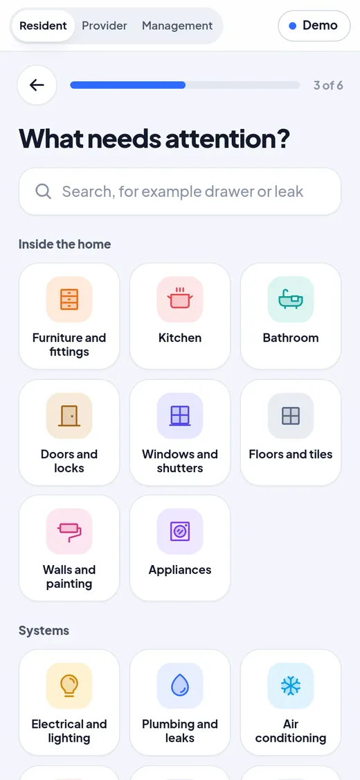 24 categories, each with its own icon.