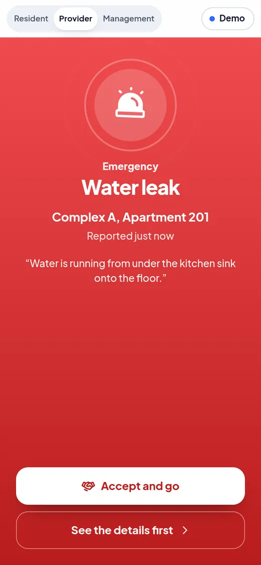 An emergency takes over the provider’s screen.